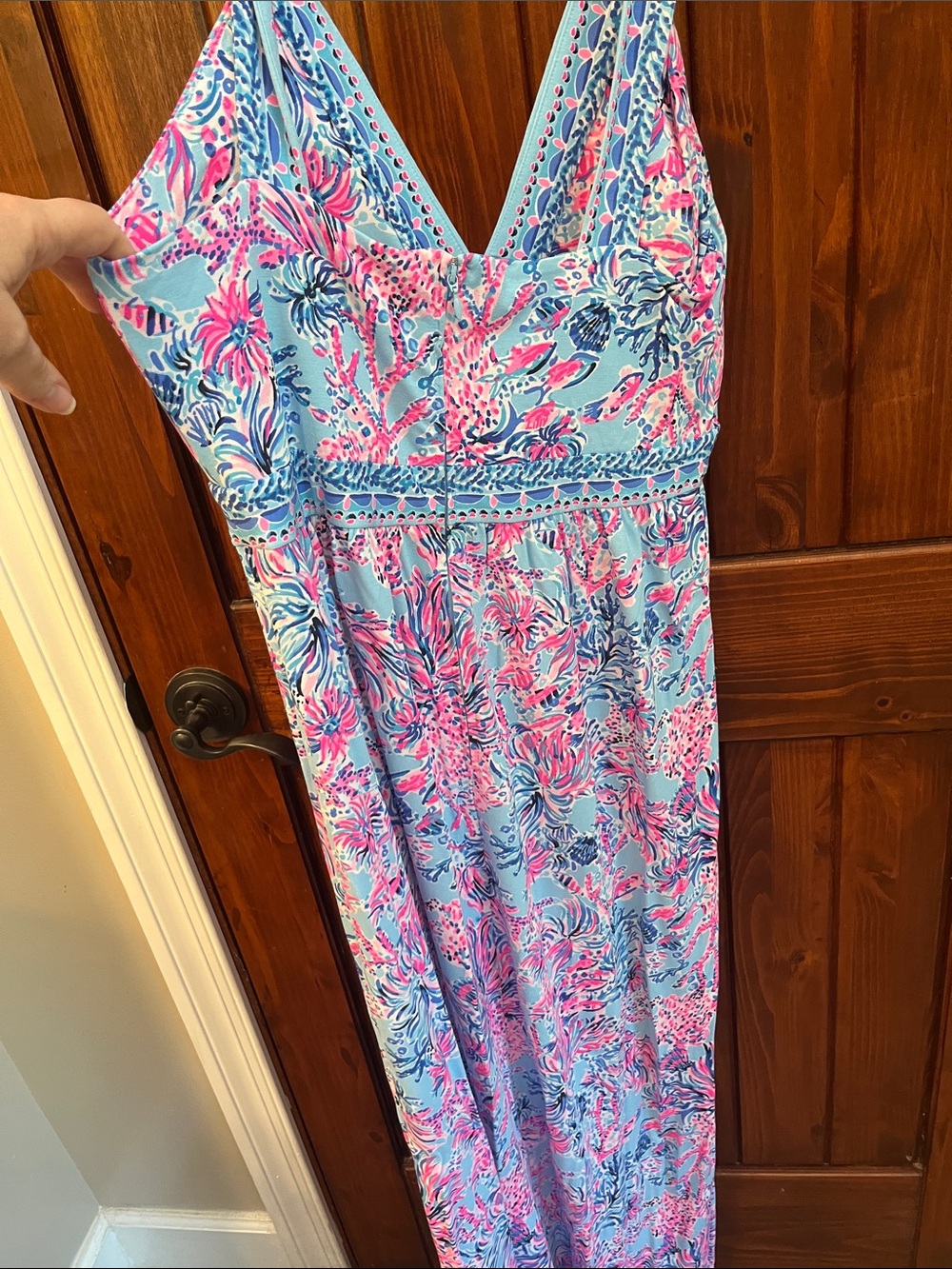 Lilly Pulitzer' Pink & Blue Floral Maxi One-Piece Dress - Picture 5 of 5